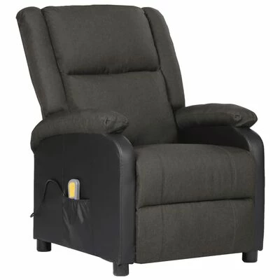 VidaXL Fauteuil de massage inclinable Gris foncé Similicuir et tissu 1 VidaXL Fauteuil de massage inclinable Gris foncé Similicuir et tissu