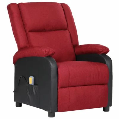 VidaXL Fauteuil de massage inclinable Bordeaux Similicuir et tissu 1 VidaXL Fauteuil de massage inclinable Bordeaux Similicuir et tissu