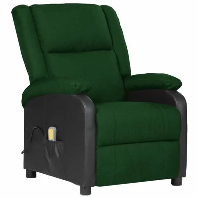 VidaXL Fauteuil de massage inclinable Vert foncé Similicuir et tissu 1 VidaXL Fauteuil de massage inclinable Vert foncé Similicuir et tissu