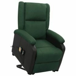 VidaXL Fauteuil de massage inclinable Vert foncé Tissu