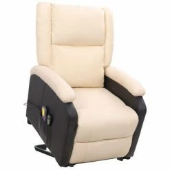 VidaXL Fauteuil de massage inclinable Crème Tissu