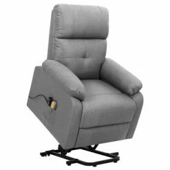 VidaXL Fauteuil de massage inclinable Gris clair Tissu