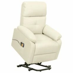 VidaXL Fauteuil de massage inclinable Crème Tissu