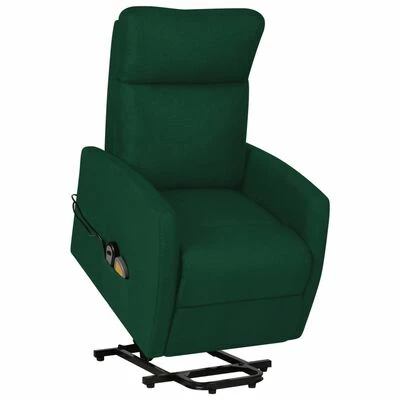 VidaXL Fauteuil de massage inclinable Vert foncé Tissu 1 VidaXL Fauteuil de massage inclinable Vert foncé Tissu