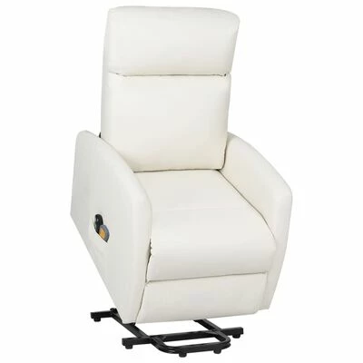 VidaXL Fauteuil inclinable de massage Crème Similicuir 1 VidaXL Fauteuil inclinable de massage Crème Similicuir