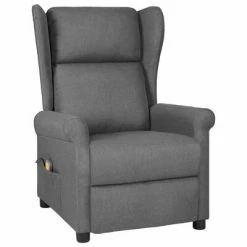 VidaXL Fauteuil de massage inclinable Gris clair Tissu