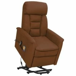 VidaXL Fauteuil inclinable de massage Marron Tissu microfibre