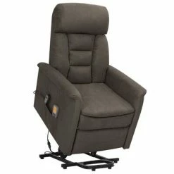 VidaXL Fauteuil inclinable de massage Gris foncé Tissu microfibre