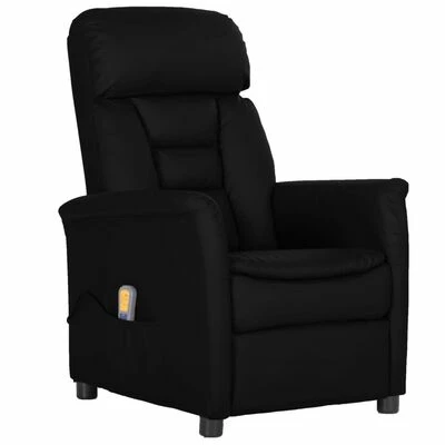 VidaXL Fauteuil de massage inclinable Noir Similicuir 1 VidaXL Fauteuil de massage inclinable Noir Similicuir