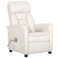 VidaXL Fauteuil de massage inclinable Blanc Similicuir