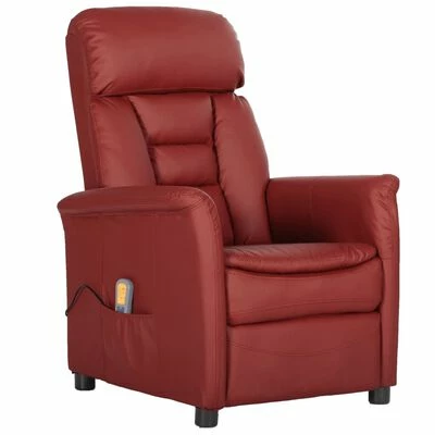 VidaXL Fauteuil de massage inclinable Rouge bordeaux Similicuir 1 VidaXL Fauteuil de massage inclinable Rouge bordeaux Similicuir