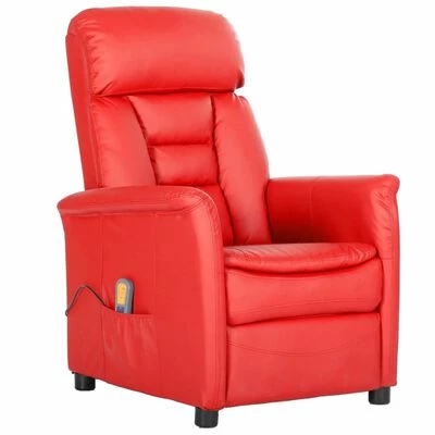 VidaXL Fauteuil de massage inclinable Rouge Similicuir 1 VidaXL Fauteuil de massage inclinable Rouge Similicuir