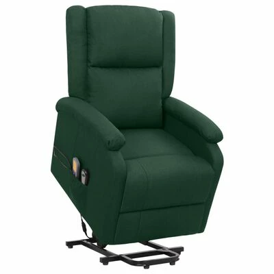 VidaXL Fauteuil de massage inclinable Vert foncé Tissu 1 VidaXL Fauteuil de massage inclinable Vert foncé Tissu