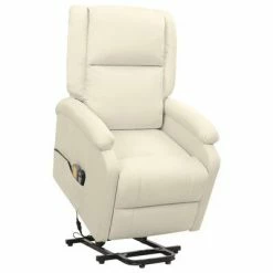 VidaXL Fauteuil de massage inclinable Crème Tissu
