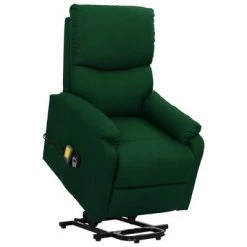 VidaXL Fauteuil de massage inclinable Vert foncé Tissu
