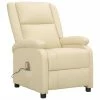 VidaXL Fauteuil de massage inclinable Crème Cuir véritable