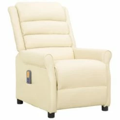 VidaXL Fauteuil de massage inclinable Crème Similicuir