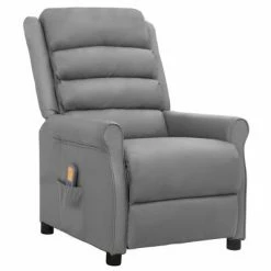 VidaXL Fauteuil de massage inclinable Gris Similicuir