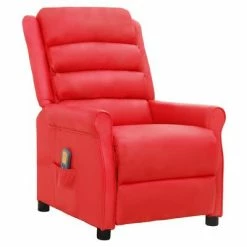 VidaXL Fauteuil de massage inclinable Rouge Similicuir