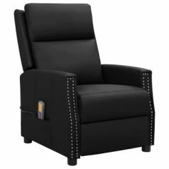 VidaXL Fauteuil de massage inclinable Noir Similicuir