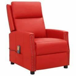 VidaXL Fauteuil de massage inclinable Rouge Similicuir