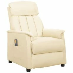 VidaXL Fauteuil de massage inclinable Crème Similicuir