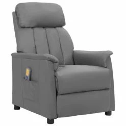 VidaXL Fauteuil de massage inclinable Gris Similicuir
