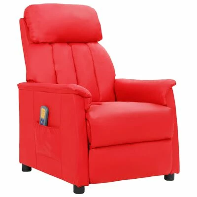 VidaXL Fauteuil de massage inclinable Rouge Similicuir 1 VidaXL Fauteuil de massage inclinable Rouge Similicuir