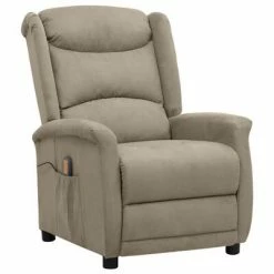 VidaXL Fauteuil de massage inclinable Gris clair Tissu microfibre