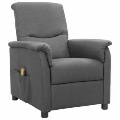 VidaXL Fauteuil de massage inclinable Gris clair Tissu