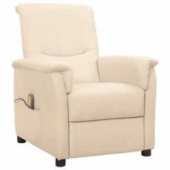 VidaXL Fauteuil de massage inclinable Crème Tissu