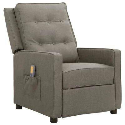 VidaXL Fauteuil de massage inclinable Gris clair Tissu 1 VidaXL Fauteuil de massage inclinable Gris clair Tissu