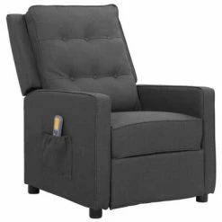 VidaXL Fauteuil de massage inclinable Gris foncé Tissu