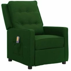 VidaXL Fauteuil de massage inclinable Vert foncé Tissu