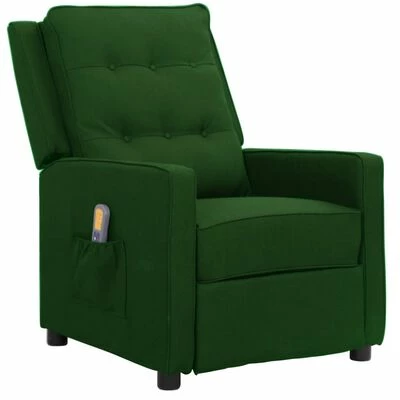 VidaXL Fauteuil de massage inclinable Vert foncé Tissu 1 VidaXL Fauteuil de massage inclinable Vert foncé Tissu