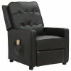 VidaXL Fauteuil de massage inclinable Noir Similicuir brillant
