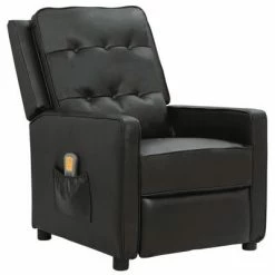VidaXL Fauteuil de massage inclinable Noir Similicuir brillant