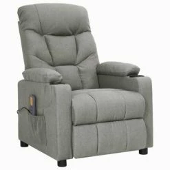 VidaXL Fauteuil de massage inclinable Gris clair Tissu
