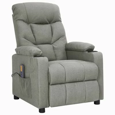VidaXL Fauteuil de massage inclinable Gris clair Tissu 1 VidaXL Fauteuil de massage inclinable Gris clair Tissu