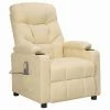 VidaXL Fauteuil de massage inclinable Crème Tissu