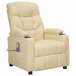 VidaXL Fauteuil de massage inclinable Crème Tissu