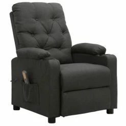 VidaXL Fauteuil de massage inclinable Gris foncé Tissu