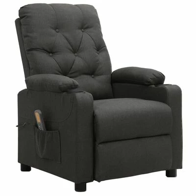 VidaXL Fauteuil de massage inclinable Gris foncé Tissu 1 VidaXL Fauteuil de massage inclinable Gris foncé Tissu