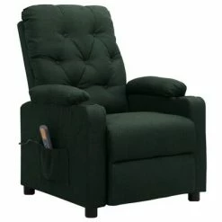 VidaXL Fauteuil de massage inclinable Vert foncé Tissu