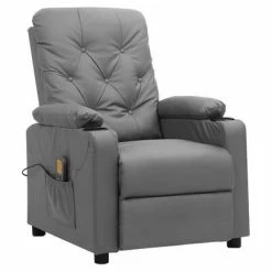 VidaXL Fauteuil de massage inclinable Gris Similicuir