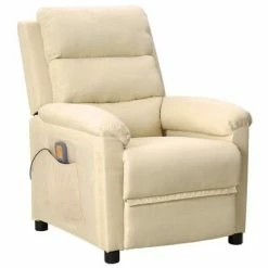 VidaXL Fauteuil de massage inclinable Crème Tissu
