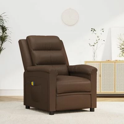 VidaXL Fauteuil de massage inclinable Marron Similicuir 2 VidaXL Fauteuil de massage inclinable Marron Similicuir – Image 2