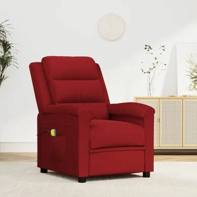 VidaXL Fauteuil de massage inclinable Rouge bordeaux Velours 2 VidaXL Fauteuil de massage inclinable Rouge bordeaux Velours – Image 2