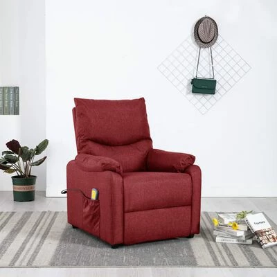 VidaXL Fauteuil de massage inclinable Rouge bordeaux Tissu 2 VidaXL Fauteuil de massage inclinable Rouge bordeaux Tissu – Image 2