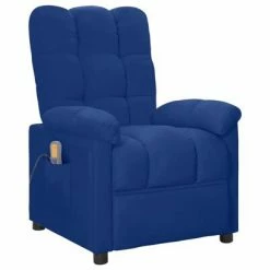 VidaXL Fauteuil inclinable de massage Bleu Tissu